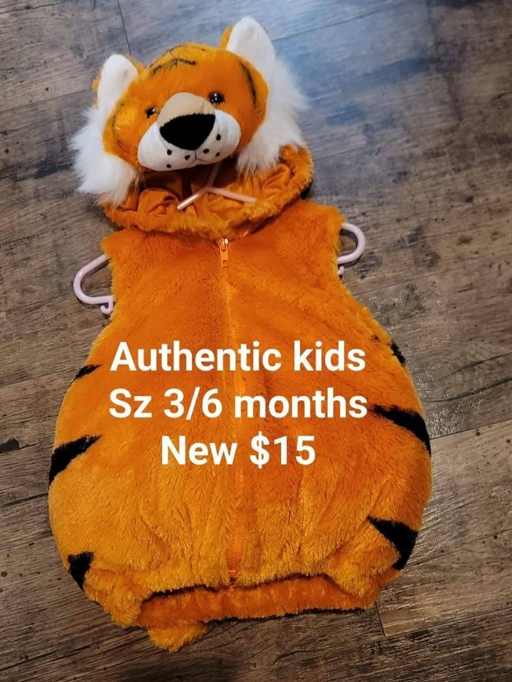 Orange Plush Tiger Hooded Halloween Costume Sz 3/6 Months
